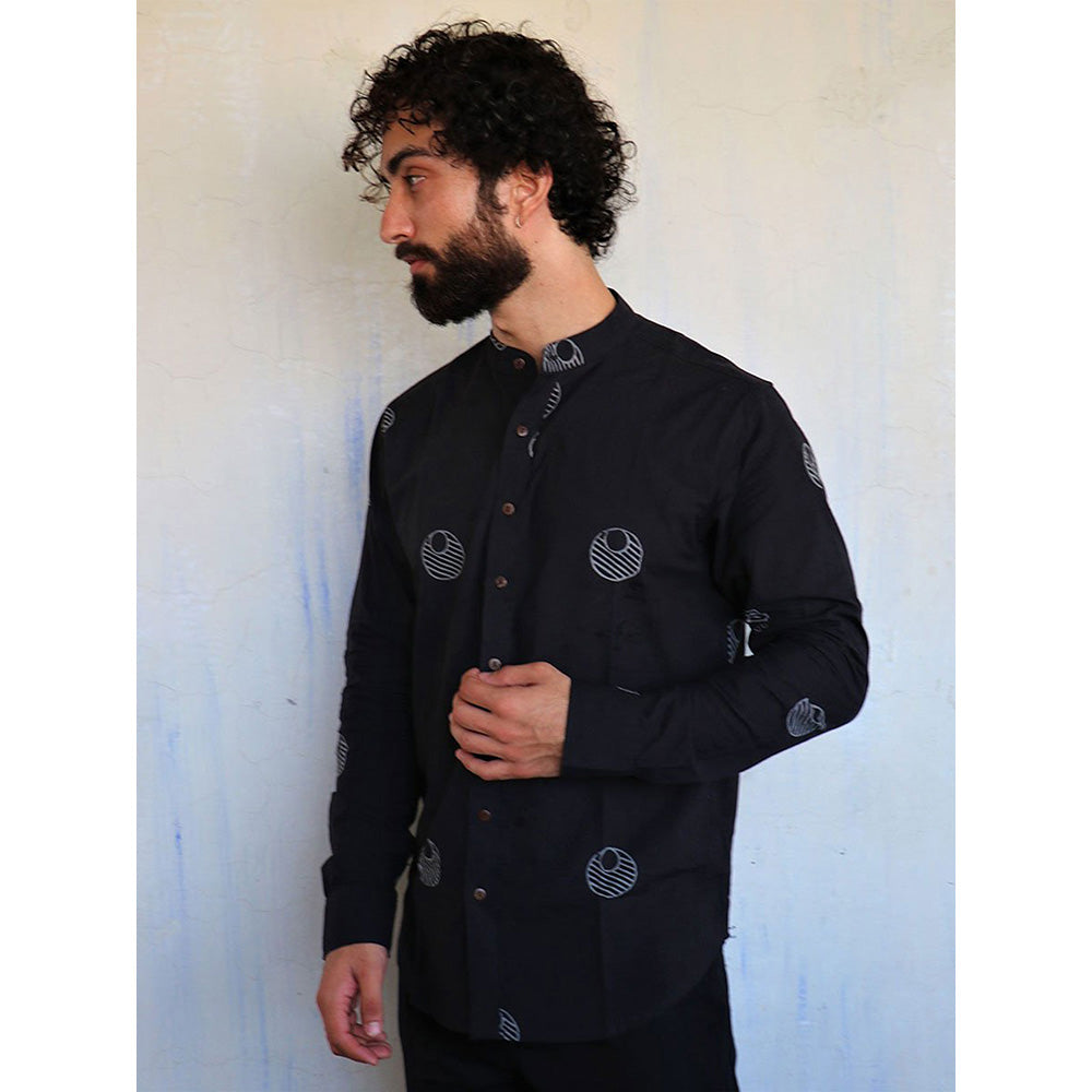 Chidiyaa Black Lunar Block Printed Shirt