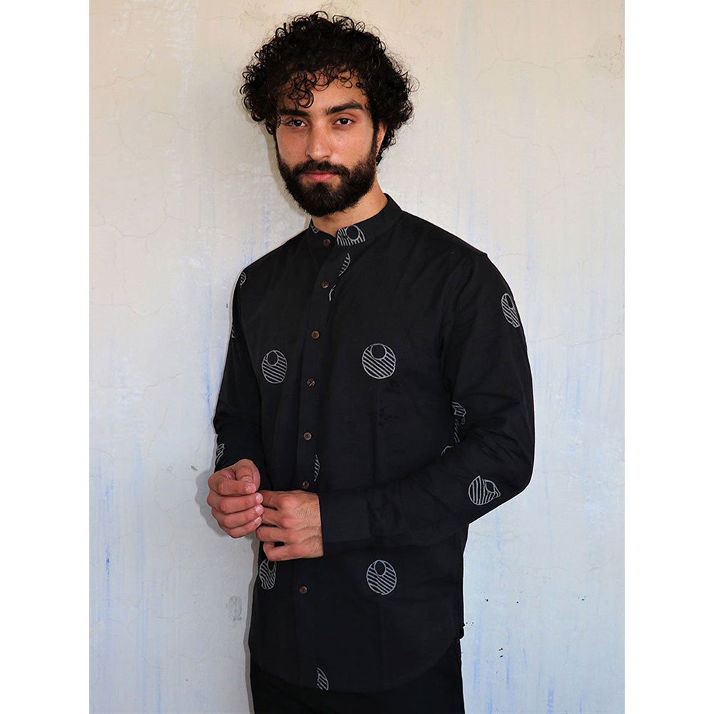 Chidiyaa Black Lunar Block Printed Shirt