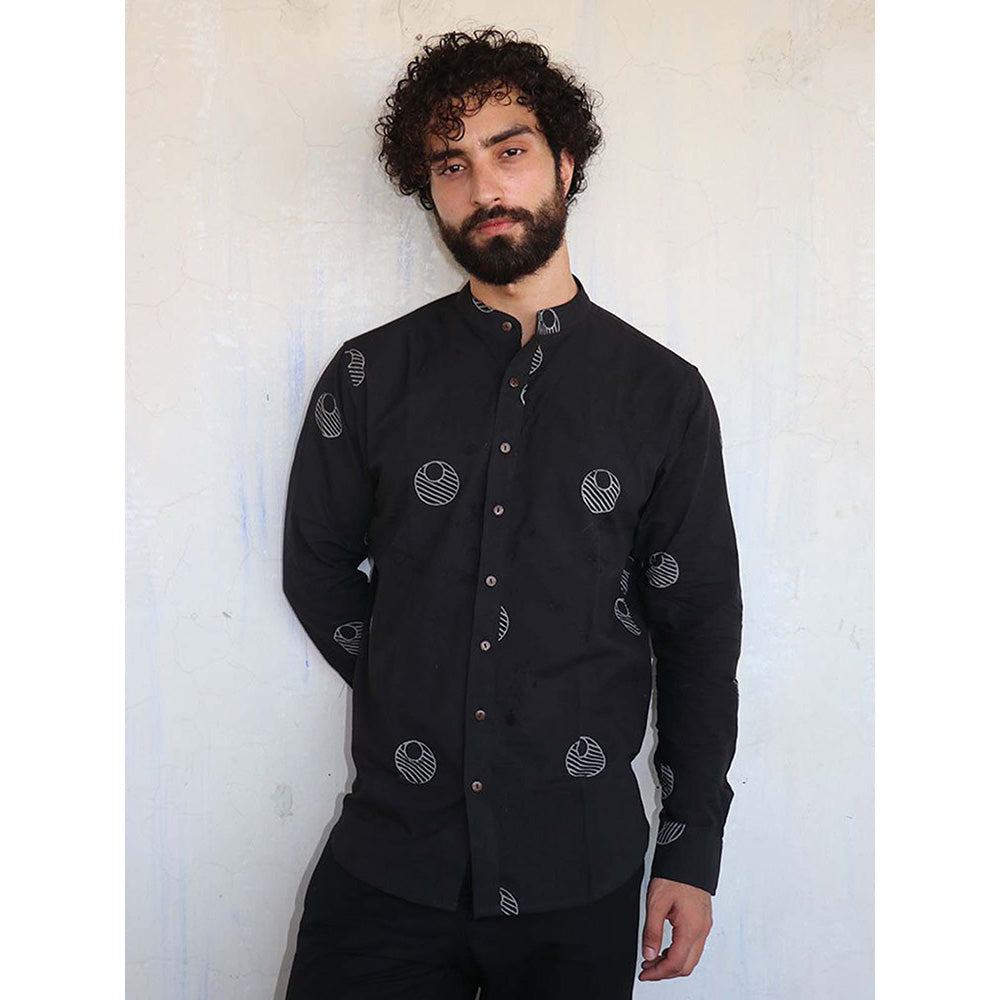 Chidiyaa Black Lunar Block Printed Shirt