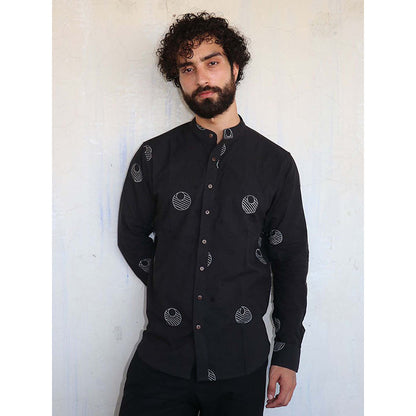 Chidiyaa Black Lunar Block Printed Shirt
