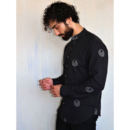 Chidiyaa Black Lunar Block Printed Shirt