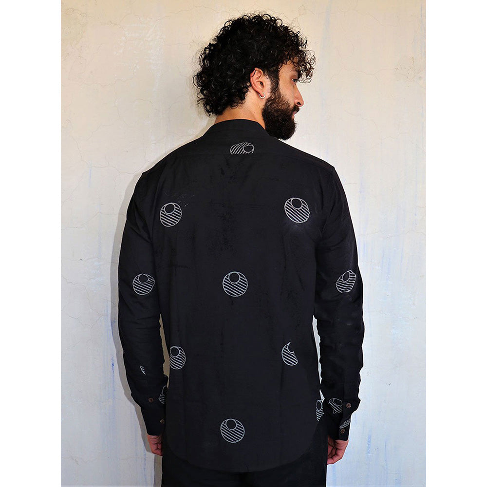Chidiyaa Black Lunar Block Printed Shirt