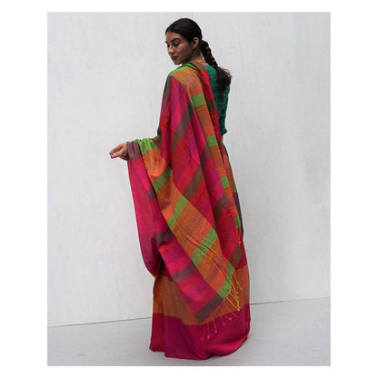 Chidiyaa Kavin Madras Saree with Unstitched Blouse