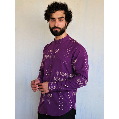Chidiyaa Purple Block printed Shirt