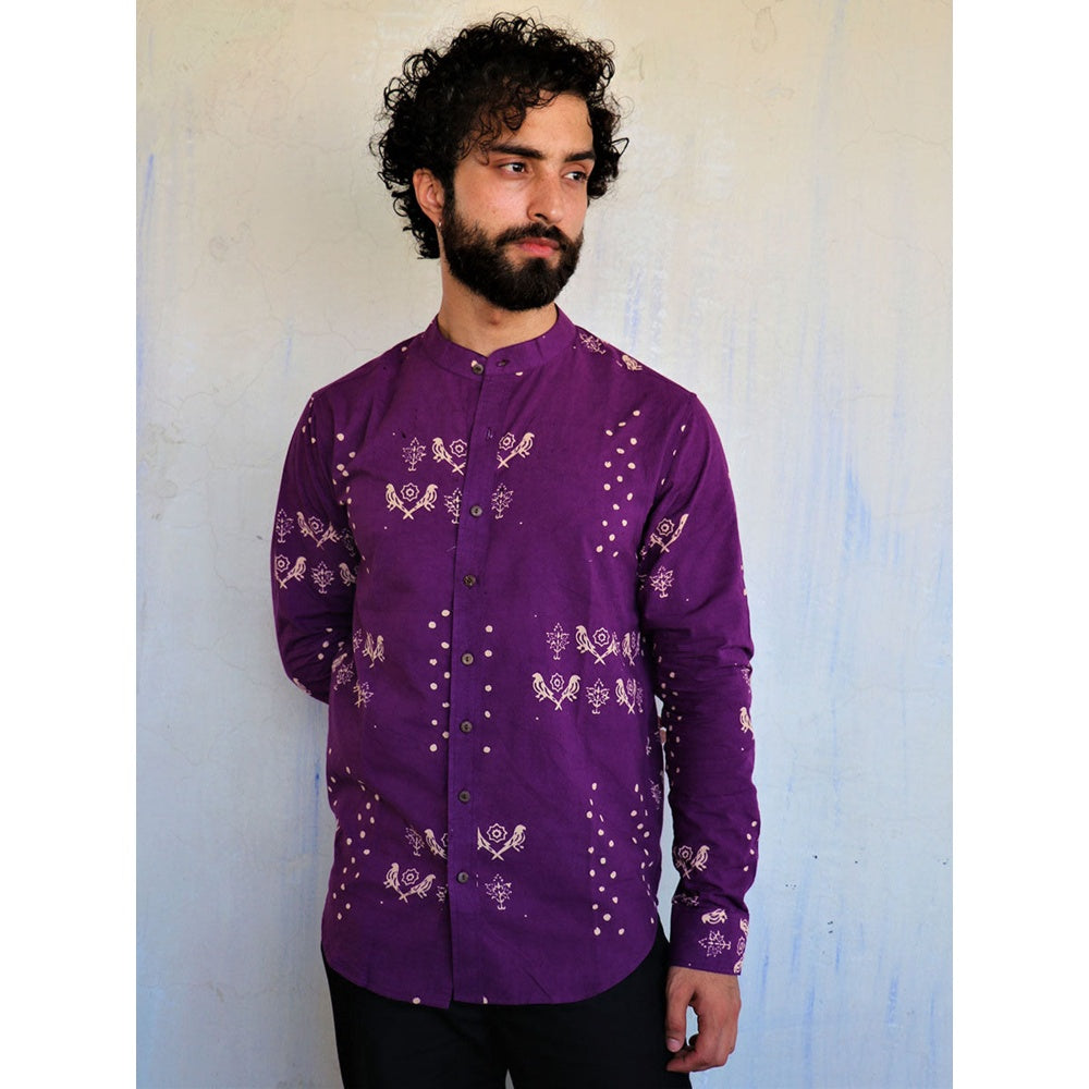 Chidiyaa Purple Block printed Shirt