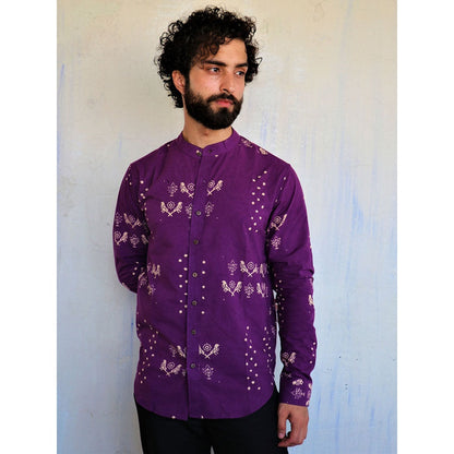 Chidiyaa Purple Block printed Shirt