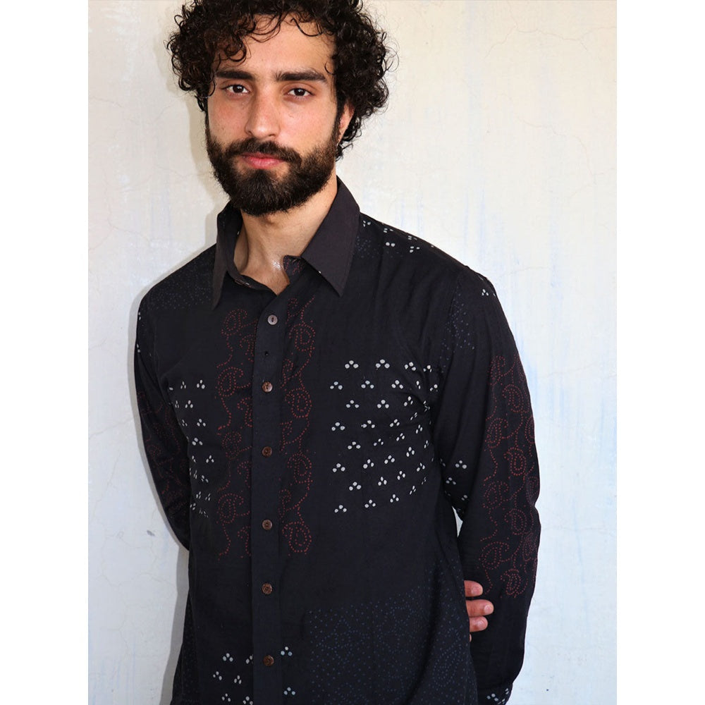 Chidiyaa Black Paisley Motif Block printed Shirt