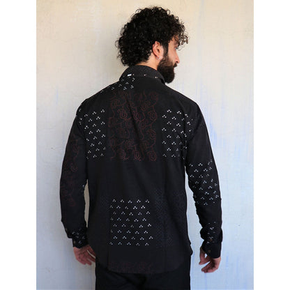 Chidiyaa Black Paisley Motif Block printed Shirt