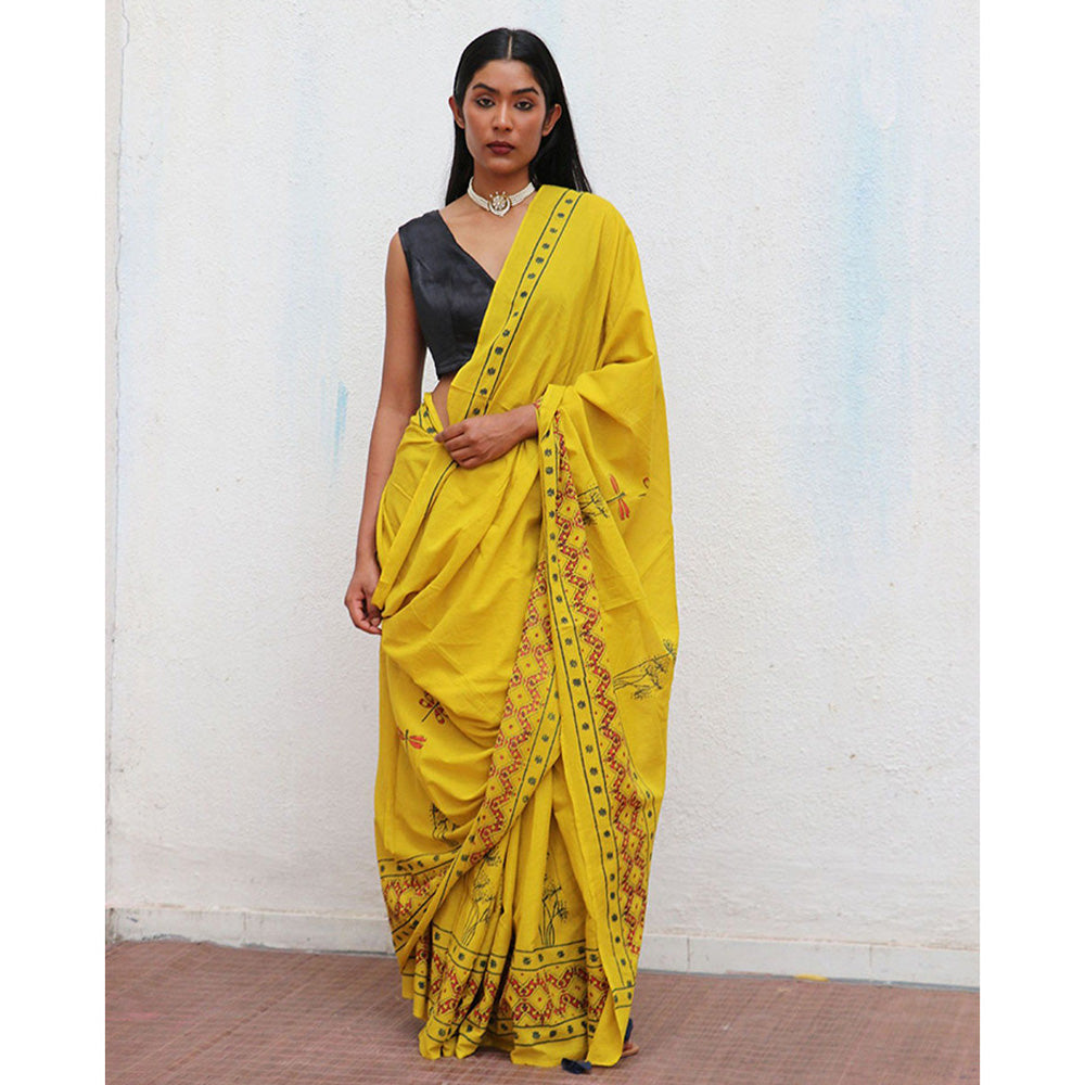 Chidiyaa Daffodil Cotton Saree Fmtm with Unstitched Blouse