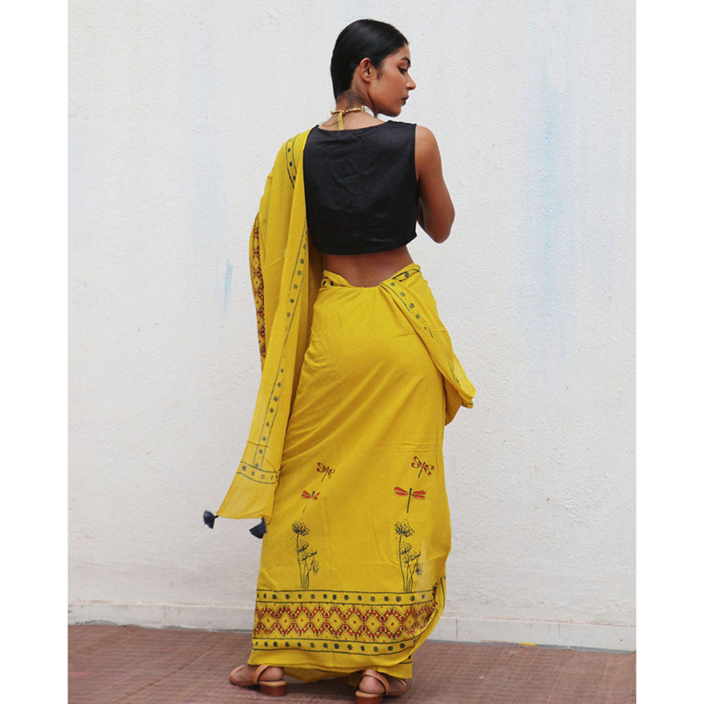Chidiyaa Daffodil Cotton Saree Fmtm with Unstitched Blouse