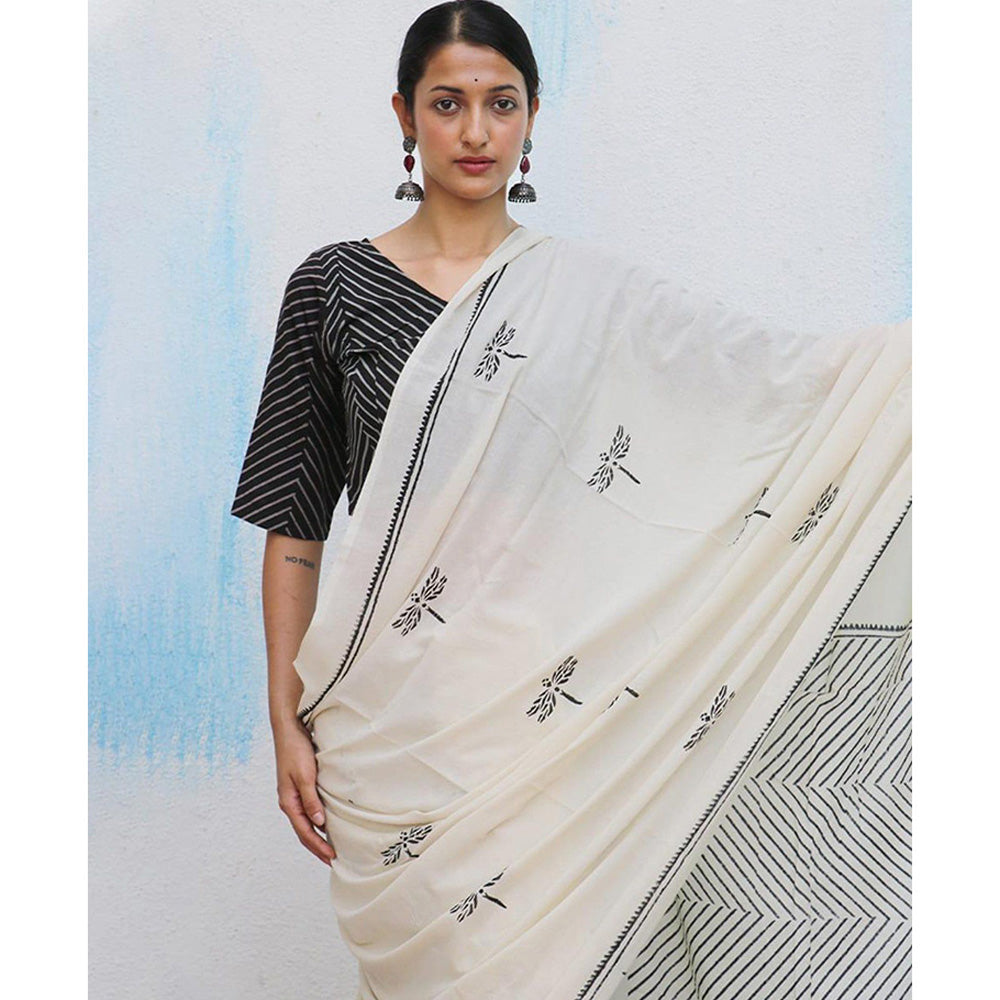 Chidiyaa Jujube Cotton Saree Fmtm with Unstitched Blouse