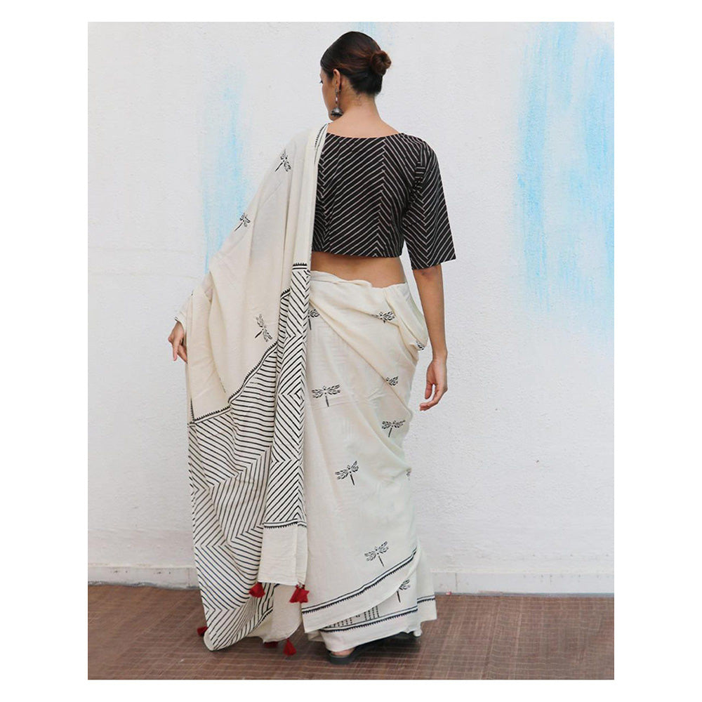 Chidiyaa Jujube Cotton Saree Fmtm with Unstitched Blouse