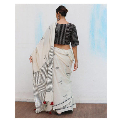 Chidiyaa Jujube Cotton Saree Fmtm with Unstitched Blouse