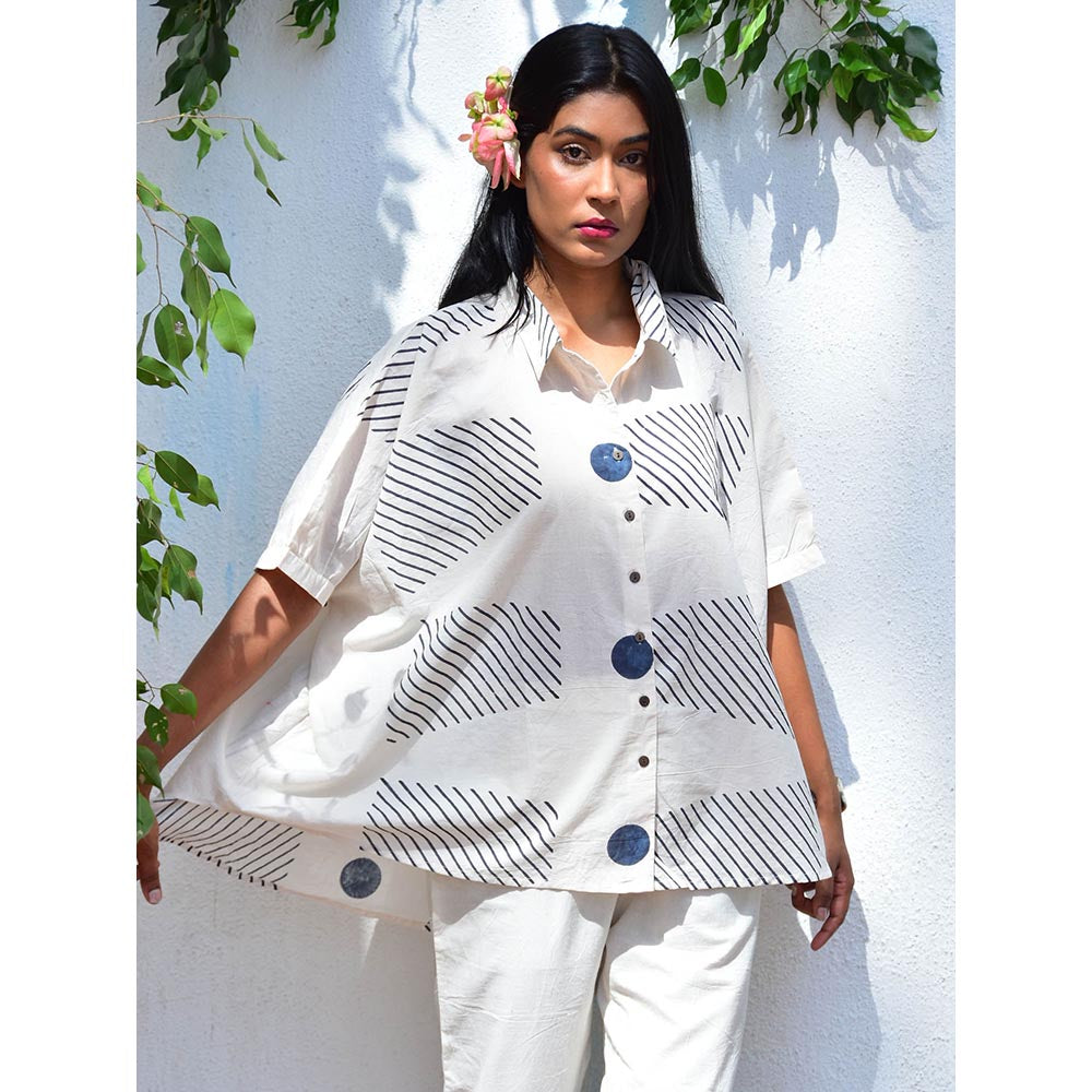 Chidiyaa Vanilla Moon Opulent Whispers Handblock Printed Cotton Top