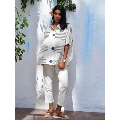 Chidiyaa Vanilla Moon Opulent Whispers Handblock Printed Cotton Top