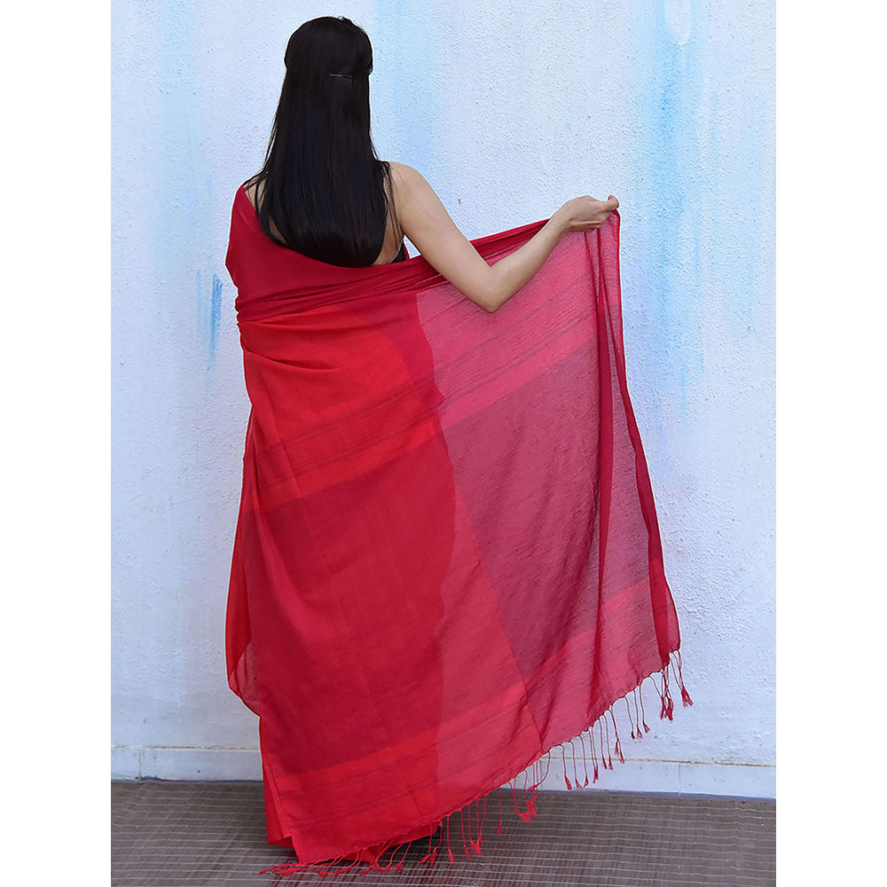Chidiyaa Leela Carnation Handwoven Cotton Saree with Unstitched Blouse
