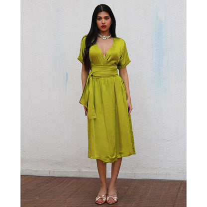 Chidiyaa Cari Modal Silk Dress with Belt (Set of 2)