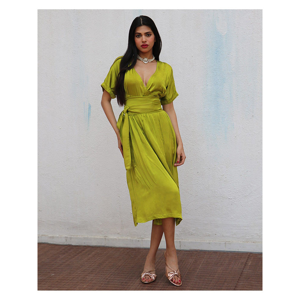 Chidiyaa Cari Modal Silk Dress with Belt (Set of 2)