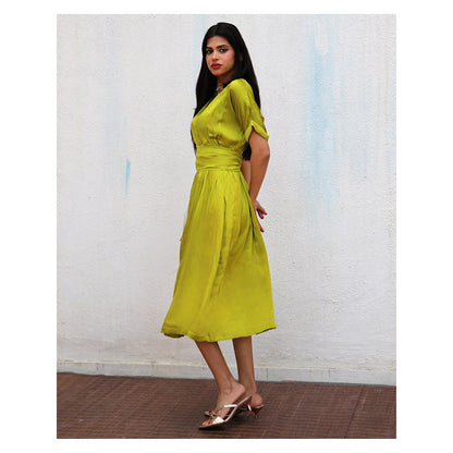 Chidiyaa Cari Modal Silk Dress with Belt (Set of 2)