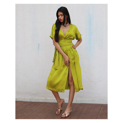 Chidiyaa Cari Modal Silk Dress with Belt (Set of 2)
