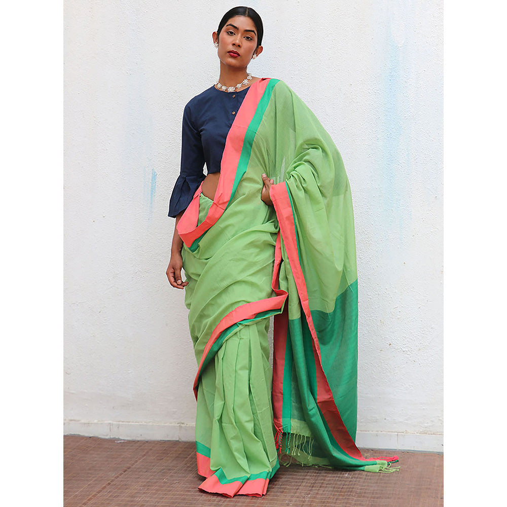Chidiyaa Holika Flora Handwoven Cotton Saree with Unstitched Blouse