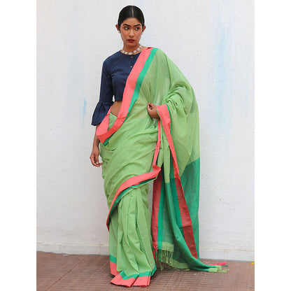 Chidiyaa Holika Flora Handwoven Cotton Saree with Unstitched Blouse