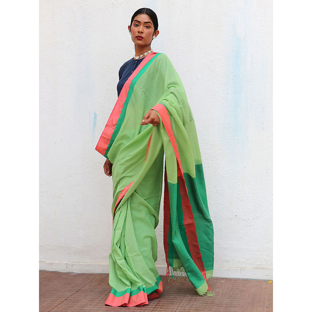 Chidiyaa Holika Flora Handwoven Cotton Saree with Unstitched Blouse