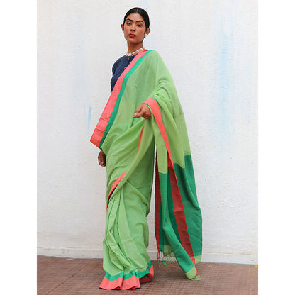 Chidiyaa Holika Flora Handwoven Cotton Saree with Unstitched Blouse