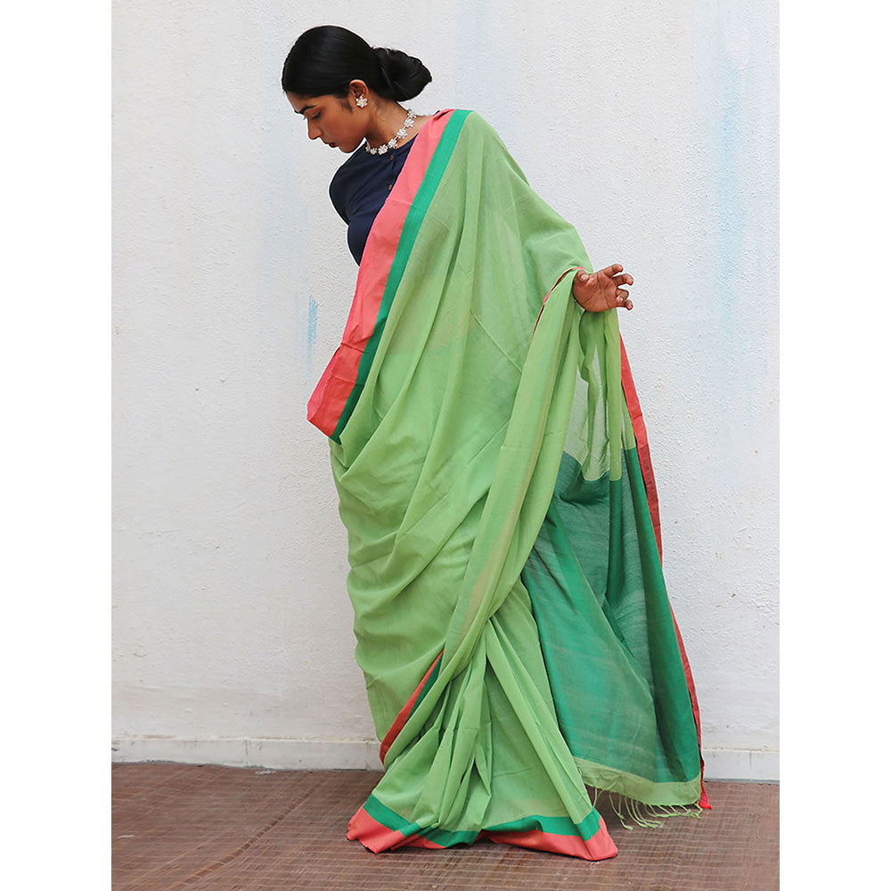 Chidiyaa Holika Flora Handwoven Cotton Saree with Unstitched Blouse