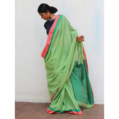 Chidiyaa Holika Flora Handwoven Cotton Saree with Unstitched Blouse