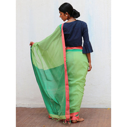 Chidiyaa Holika Flora Handwoven Cotton Saree with Unstitched Blouse