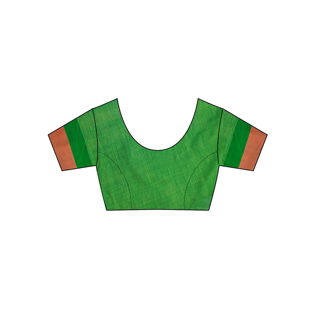 Chidiyaa Holika Flora Handwoven Cotton Saree with Unstitched Blouse