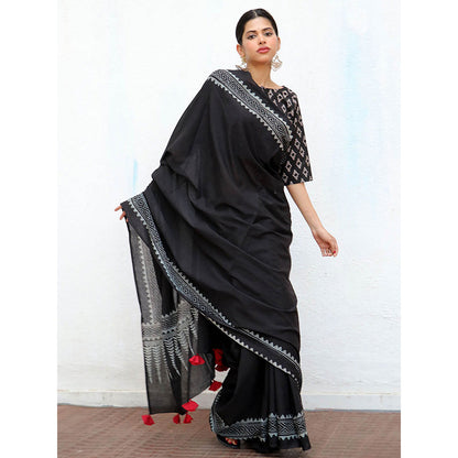 Chidiyaa Nomad Barbara Cotton Saree with Unstitched Blouse