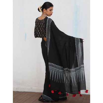 Chidiyaa Nomad Barbara Cotton Saree with Unstitched Blouse