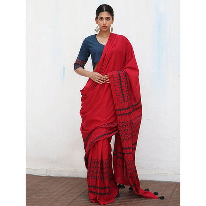 Chidiyaa Nomad Wanda Cotton Saree with Unstitched Blouse