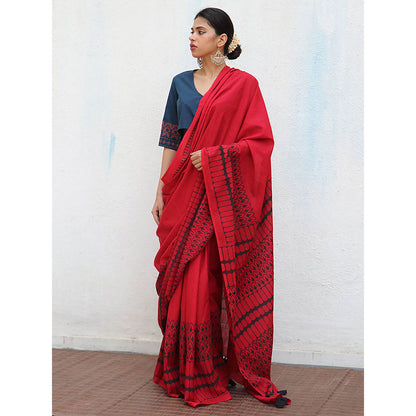 Chidiyaa Nomad Wanda Cotton Saree with Unstitched Blouse