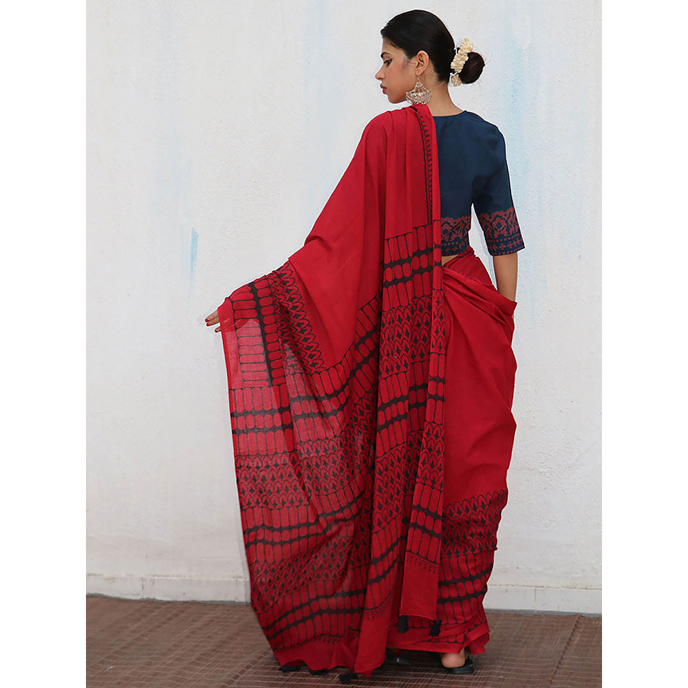 Chidiyaa Nomad Wanda Cotton Saree with Unstitched Blouse