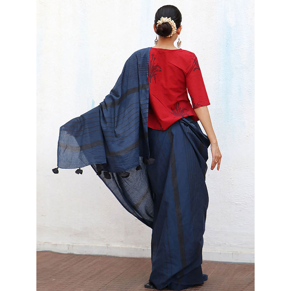 Chidiyaa Nomad Safreena Cotton Saree with Unstitched Blouse