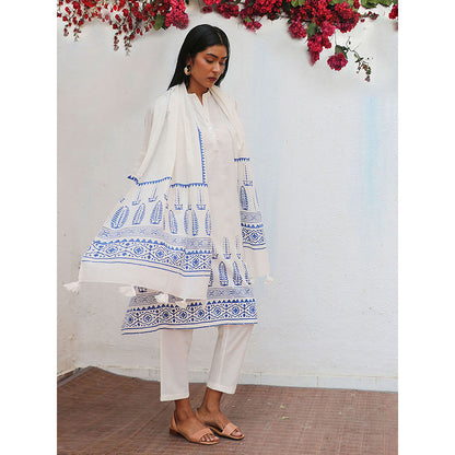 Chidiyaa Bogainvillea Mirasol Block Printed Cotton Dupatta
