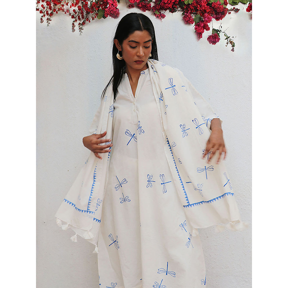Chidiyaa Bogainvillea Mehrgol Block Printed Cotton Dupatta