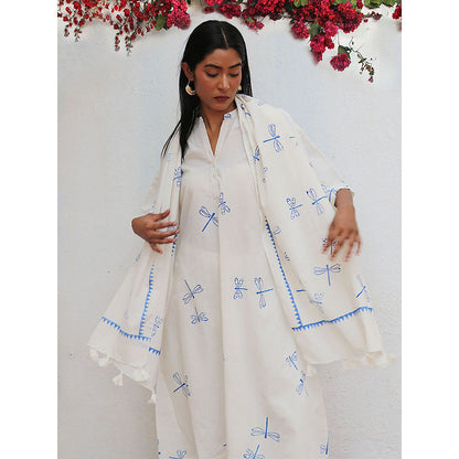 Chidiyaa Bogainvillea Mehrgol Block Printed Cotton Dupatta