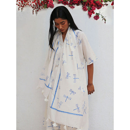 Chidiyaa Bogainvillea Mehrgol Block Printed Cotton Dupatta