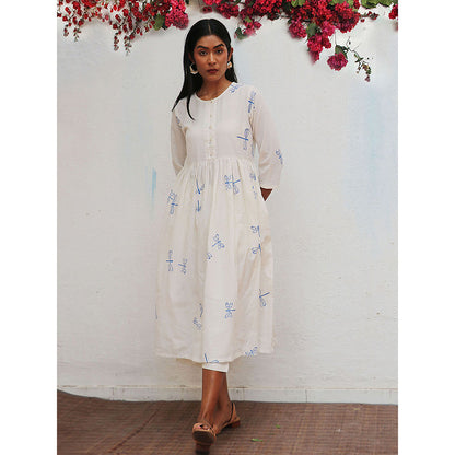 Chidiyaa Bogainvillea Mehri Block Printed Cotton Kurta & Pant (Set of 2)
