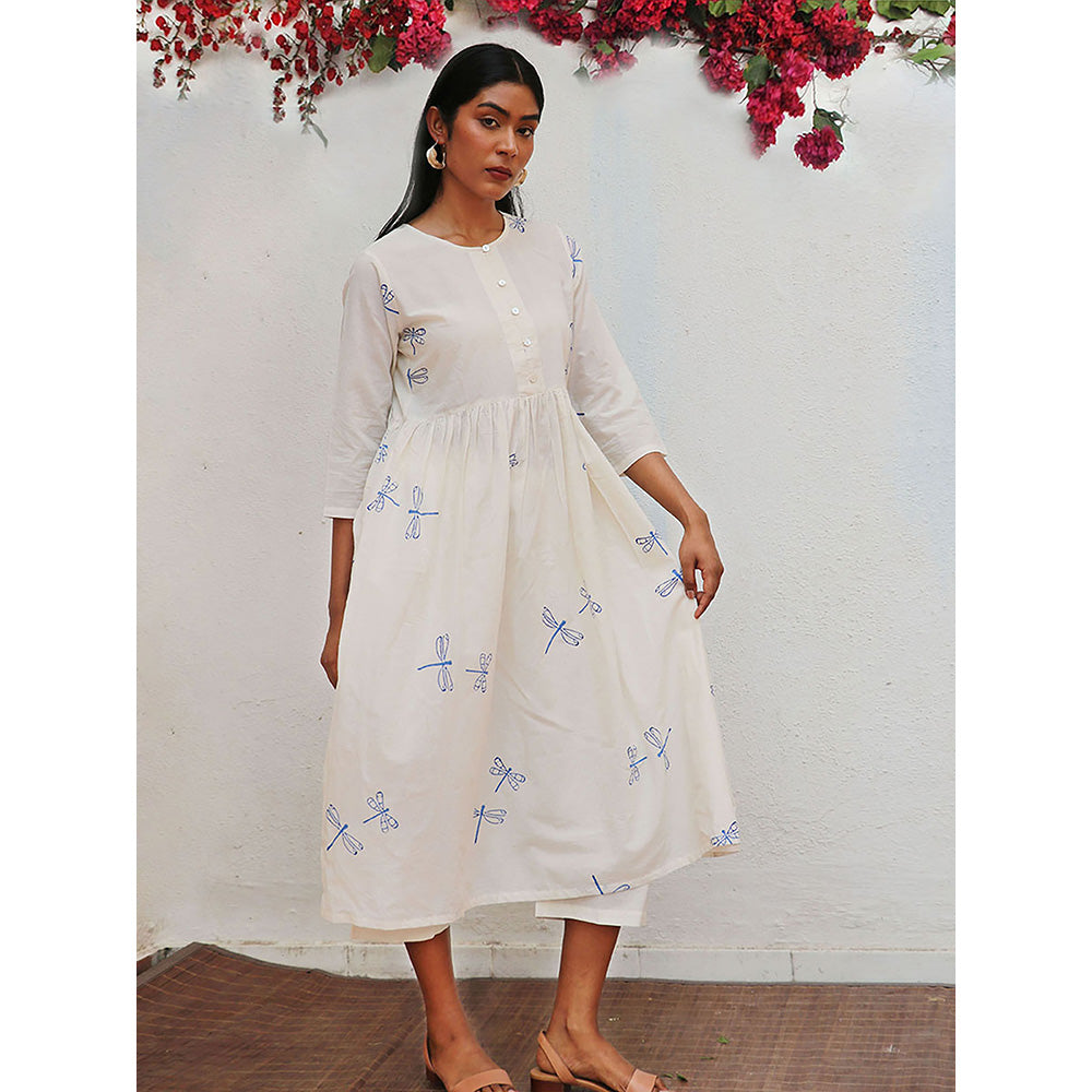 Chidiyaa Bogainvillea Mehri Block Printed Cotton Kurta & Pant (Set of 2)