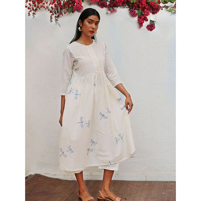 Chidiyaa Bogainvillea Mehri Block Printed Cotton Kurta & Pant (Set of 2)