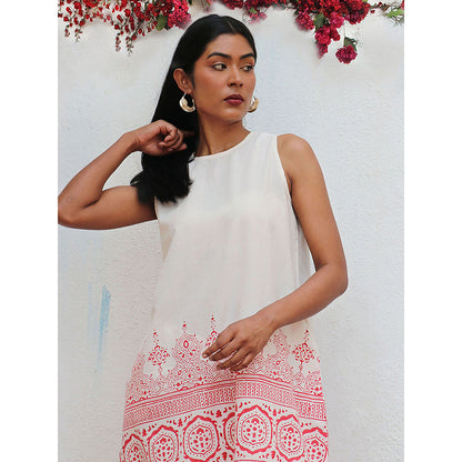 Chidiyaa Bogainvillea Souline Block Printed Kurta & Pant (Set of 2)