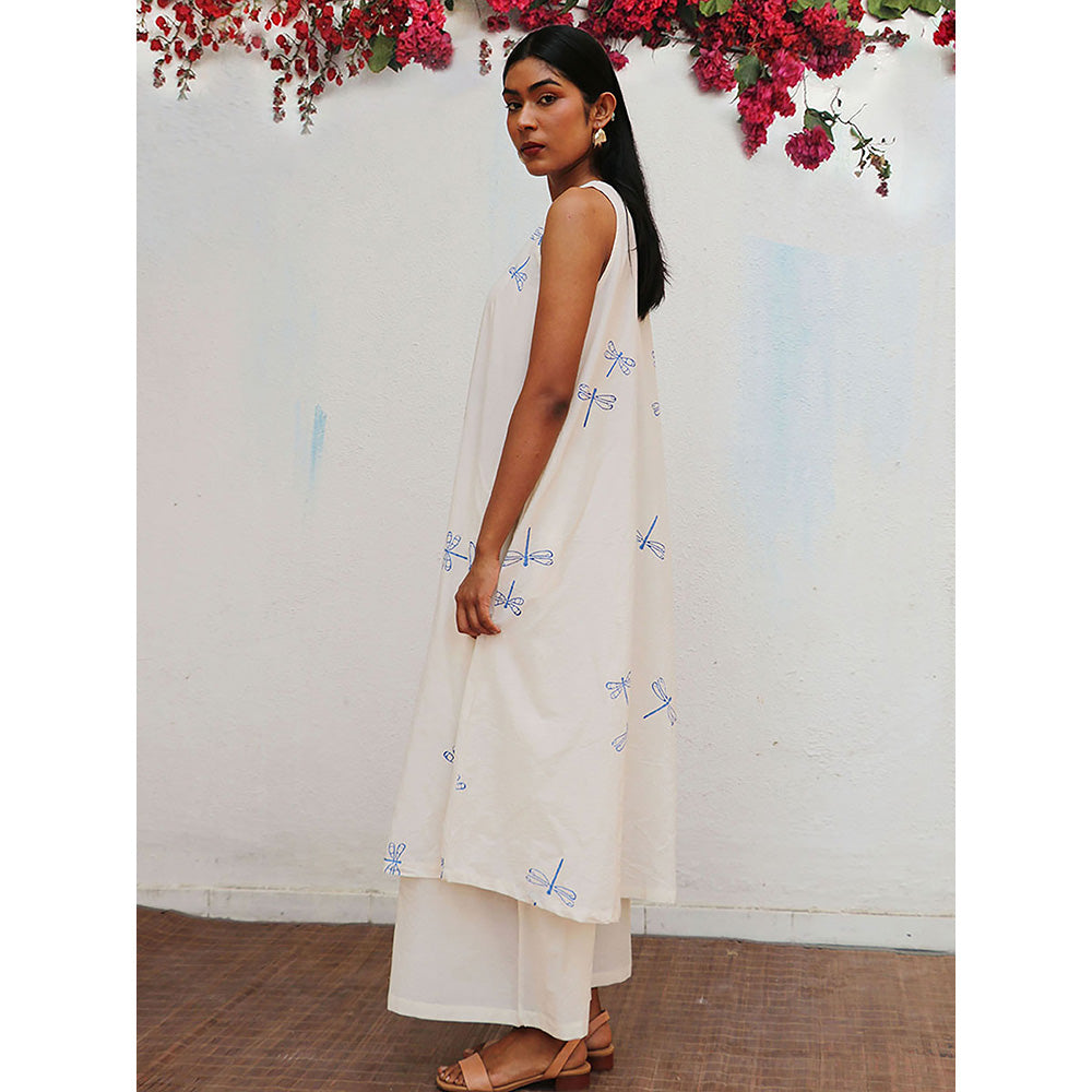 Chidiyaa Bogainvillea Suvi Block Printed Cotton Kurta & Palazzo (Set of 2)