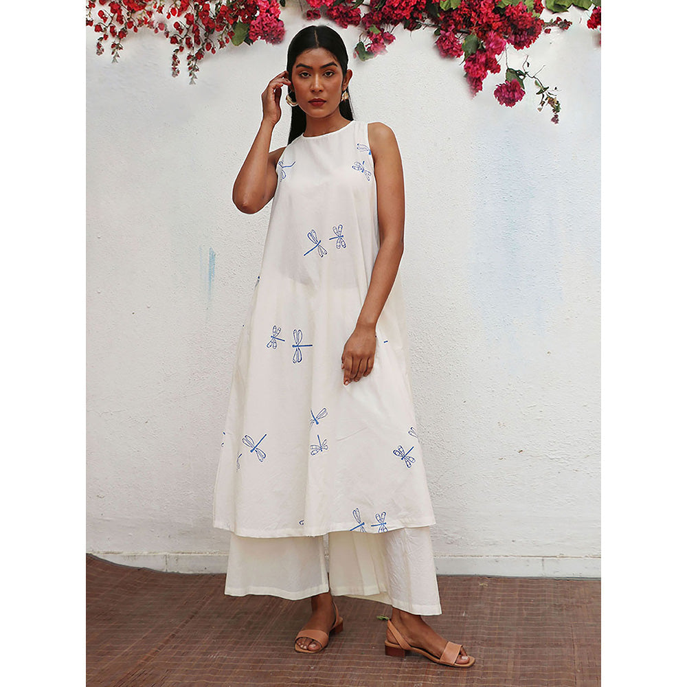 Chidiyaa Bogainvillea Suvi Block Printed Cotton Kurta & Palazzo (Set of 2)