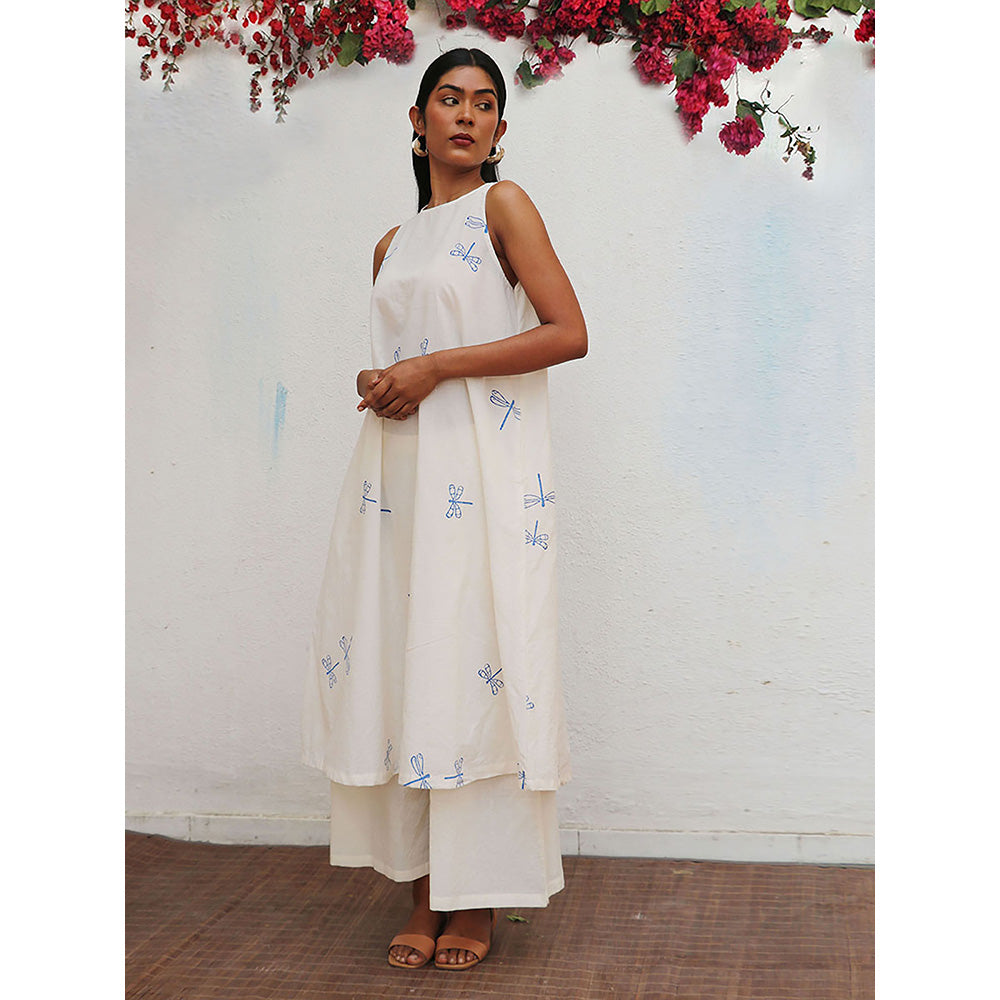 Chidiyaa Bogainvillea Suvi Block Printed Cotton Kurta & Palazzo (Set of 2)