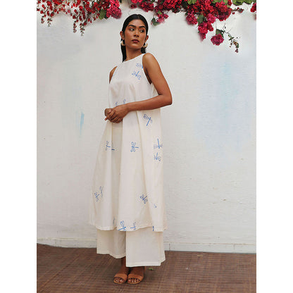 Chidiyaa Bogainvillea Suvi Block Printed Cotton Kurta & Palazzo (Set of 2)